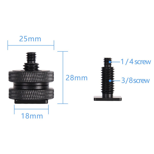 1/4" & 3/8" Cold Shoe Adapter for GoPro