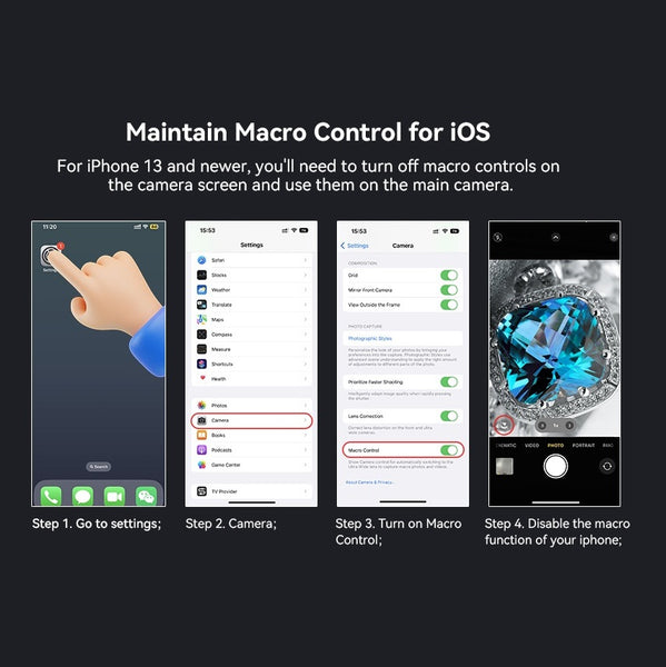 6x Zoom Telephoto Phone Lens with 150mm Macro Lens