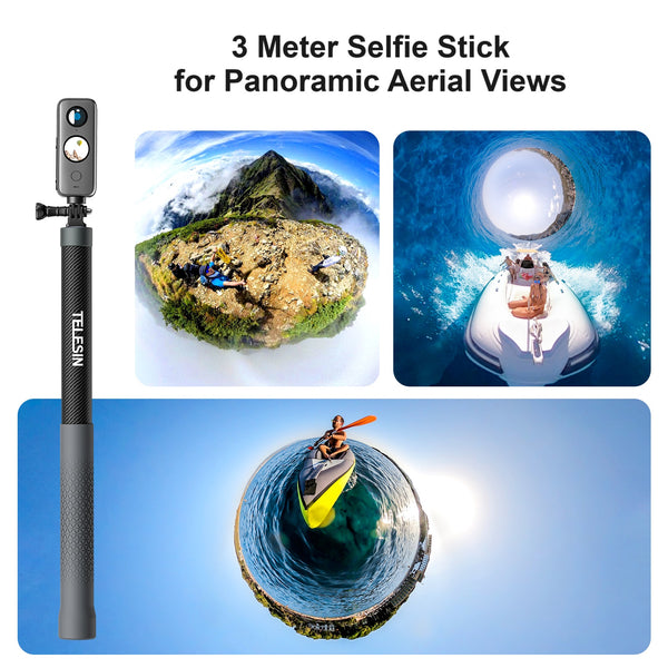 3 Meter Carbon Fibre Selfie Stick for GoPro