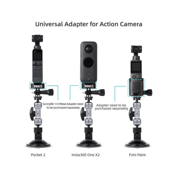 Aluminum Dual 3 Way Suction Cup Mount for Insta360