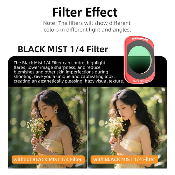 1/4 Black Mist Lens Filter for Osmo Pocket 4 / Osmo Pocket 3