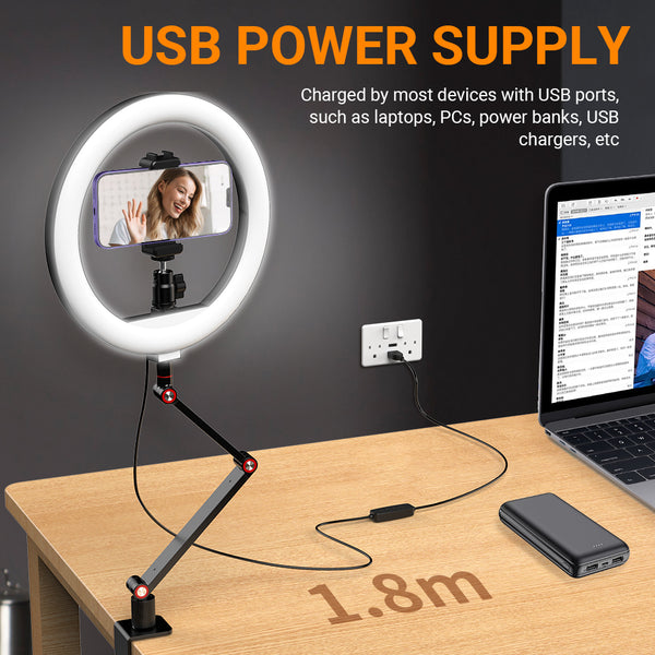 Desk Clamp with Ring Light for iPhone / Samsung / Google