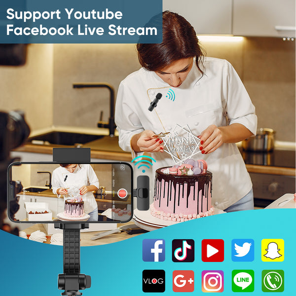 Dual Wireless Lavalier Microphone for iPhone / Samsung / Google