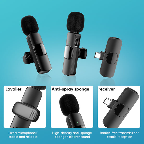 Dual Wireless Lavalier Microphone for iPhone / Samsung / Google