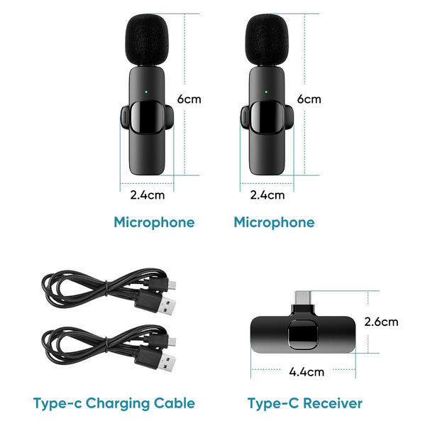 Dual Wireless Lavalier Microphone for iPhone / Samsung / Google