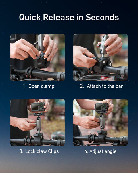 Magnetic 3 Way Super Clamp Mount for Osmo Action 5/4/3 & Osmo 360