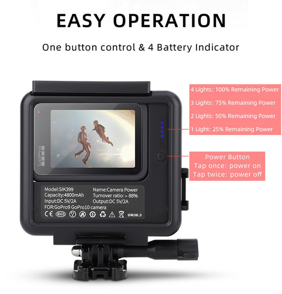 Portable Charging Bank Protective Case for GoPro Hero 10