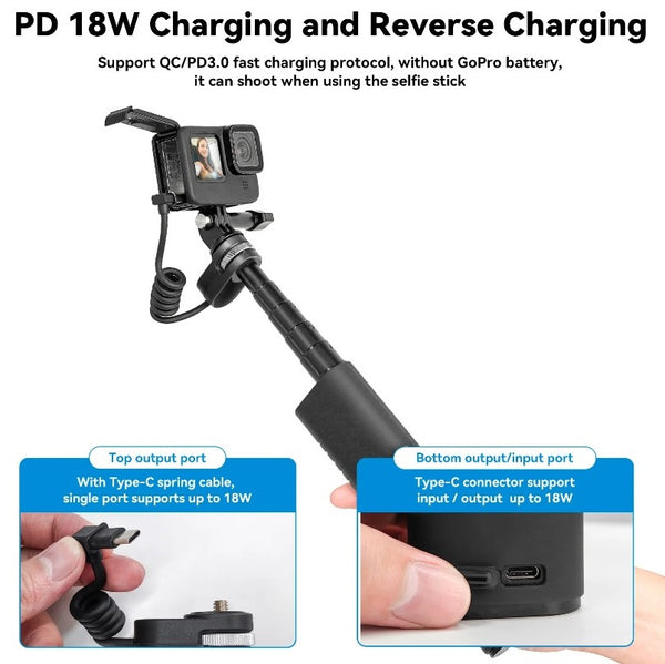 Selfie Stick Power Bank for GoPro LIT HERO