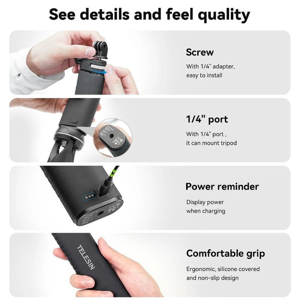 Selfie Stick Power Bank for Osmo Action 6 5 4 3 2 1 / Osmo 360 / Osmo Nano