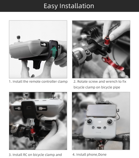 Bicycle Remote Control Holder for Mini 5 4 Pro / Neo / Air 3S / Air 3 (RC-N2/N3 Controller)