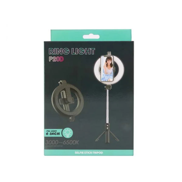 P20D Selfie Stick LED 6" Circle Ring Light