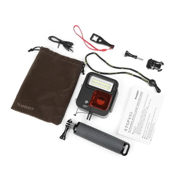 40M Waterproof Case Diving Light with Red Lens for GoPro Hero 3+/ 4 / 5 / 6 / 7